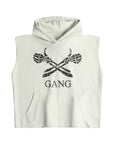 SLEEVELESS RAW GANG HOODIE / WHITE