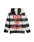 HEAVYWEIGHT RAW GANG STRIPE HOODIE / JET BLACK & WHITE