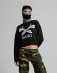 CROPPED GANG SWEATSHIRT / JET BLACK