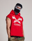 SLEEVELESS RAW GANG HOODIE / BANDANA RED