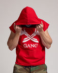 SLEEVELESS RAW GANG HOODIE / BANDANA RED