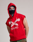 SLEEVELESS RAW GANG HOODIE / BANDANA RED