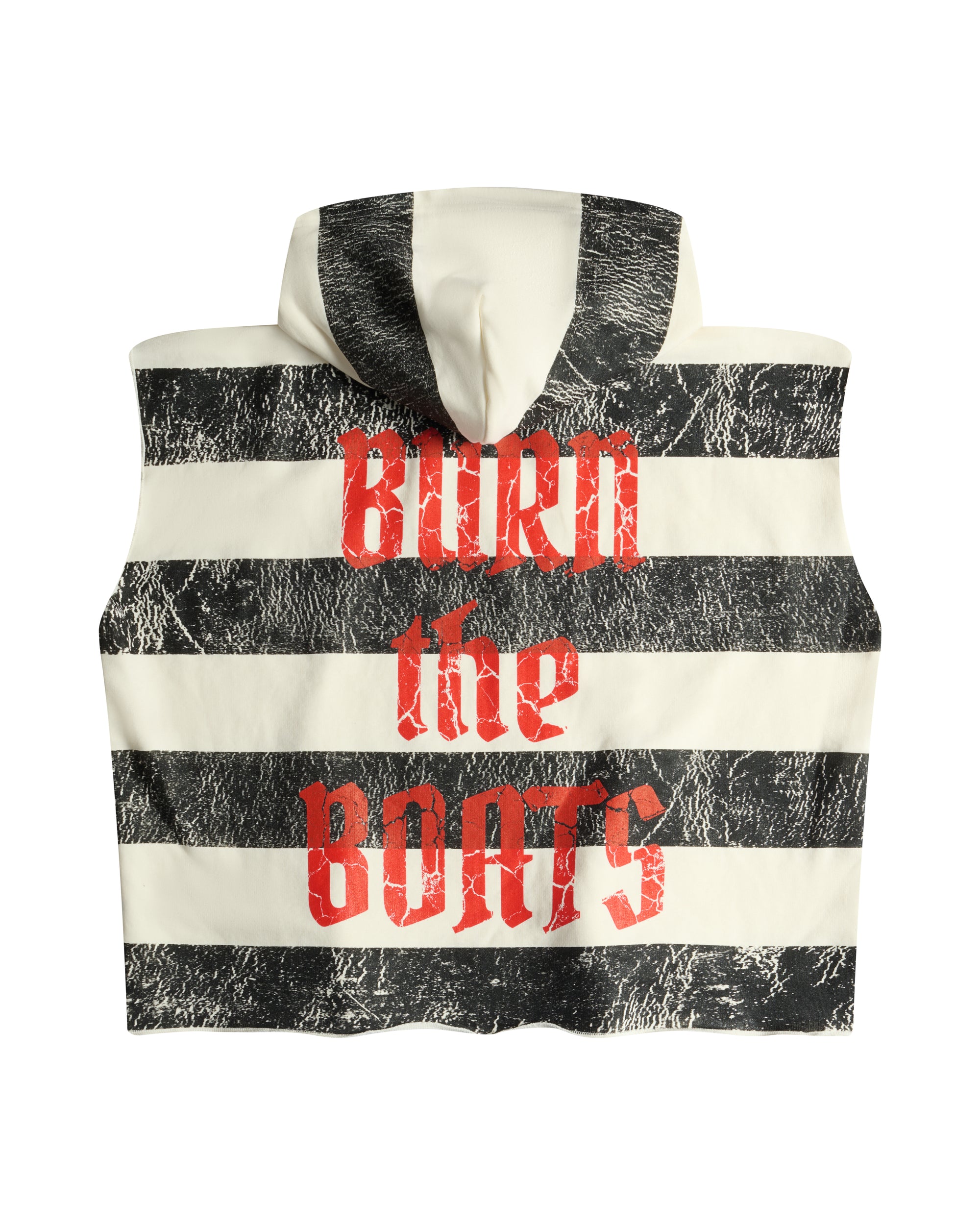 SLEEVELESS RAW GANG STRIPE HOODIE / BLACK &amp; WHITE GANG STRIPE