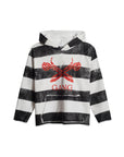 HEAVYWEIGHT RAW GANG STRIPE HOODIE / JET BLACK & WHITE