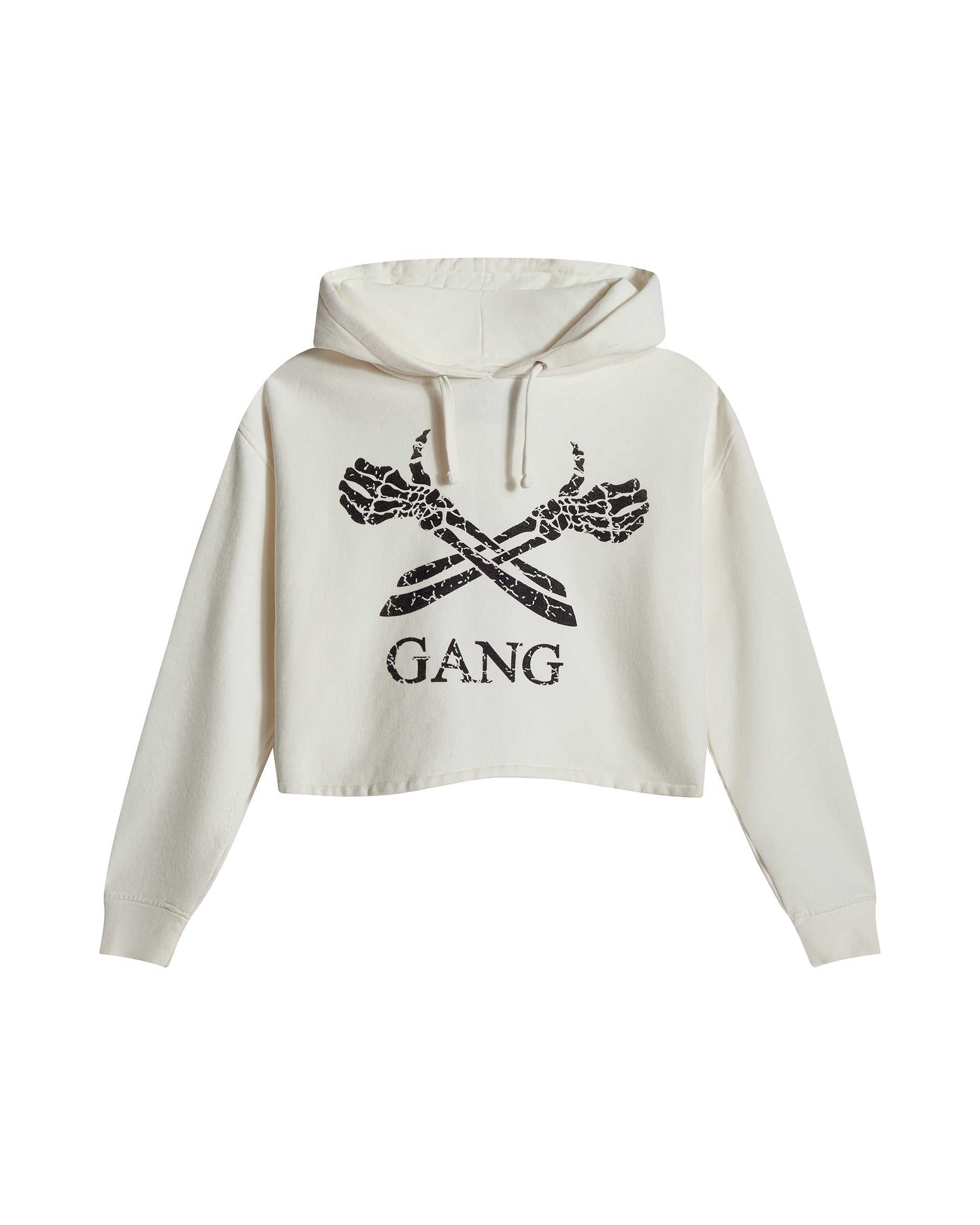 CROPPED GANG HOODIE / WHITE