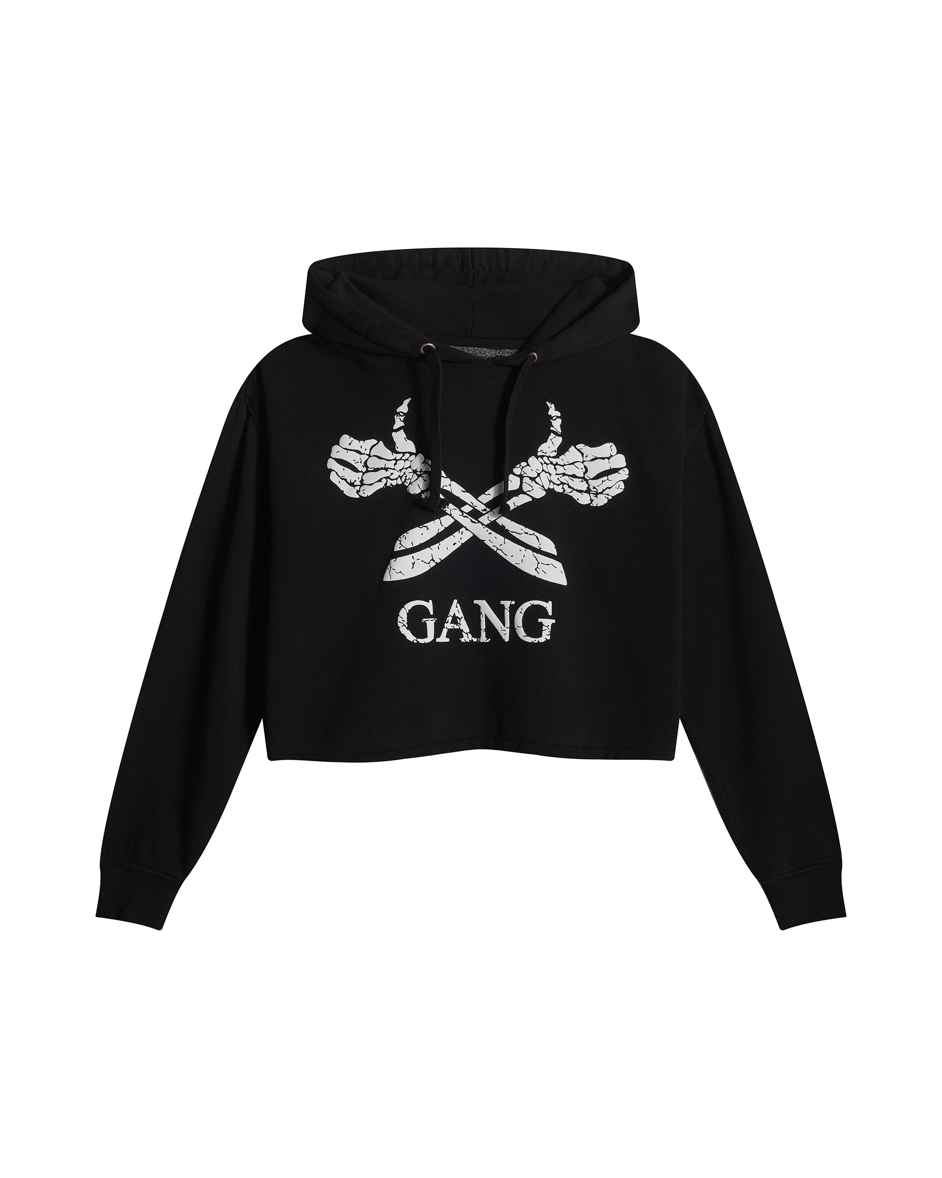 CROPPED GANG HOODIE / JET BLACK
