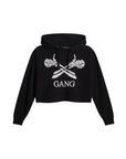CROPPED GANG HOODIE / JET BLACK