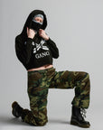 CROPPED GANG HOODIE / JET BLACK