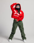 CROPPED GANG HOODIE / BANDANA RED