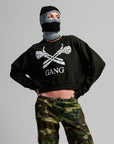 CROPPED GANG SWEATSHIRT / JET BLACK