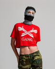 CROPPED GANG TEE / BANDANA RED
